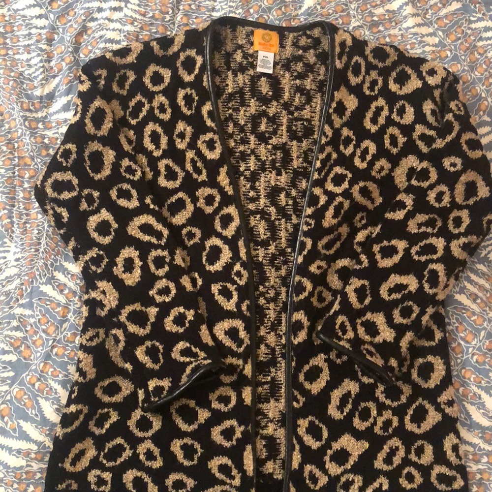 Ruby Rd. Leopard Print Cardigan W/ Leather Piping - image 6